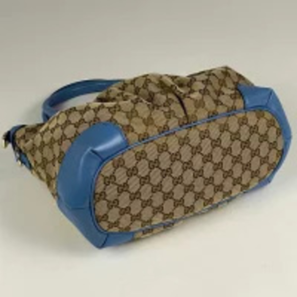 Gucci beige blue GG 2way canvas Bag Shoulder Sukey Tan Blue